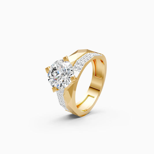 Round Faceted Solitaire Ring
