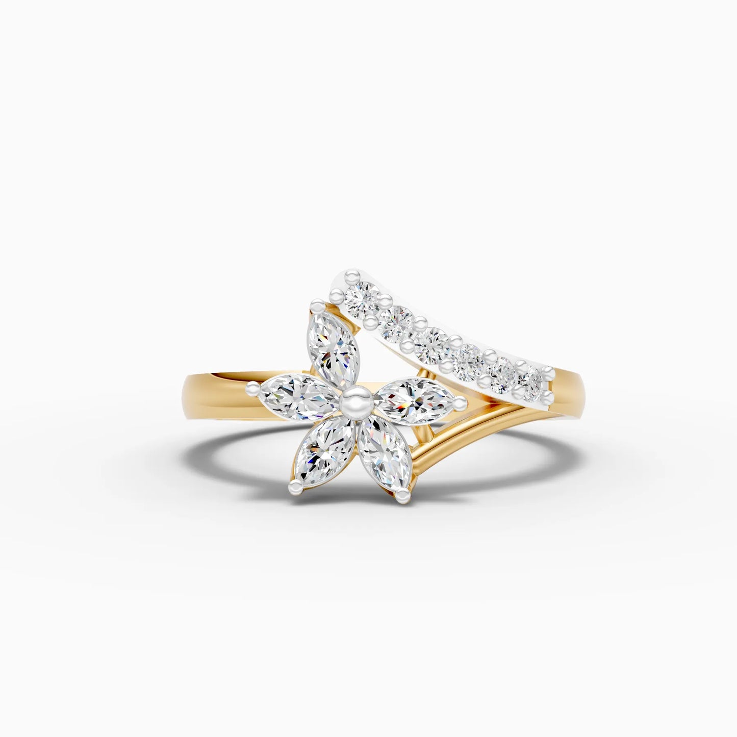 Marquise Petal Flower Bypass Ring