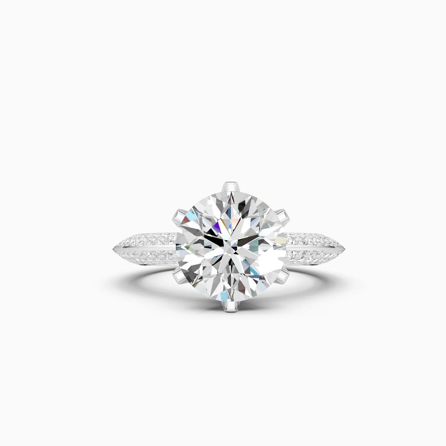 Round Solitaire Pavé Ring