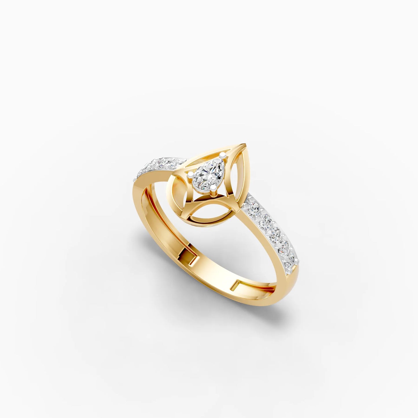 Teardrop Lattice Pear Diamond Ring