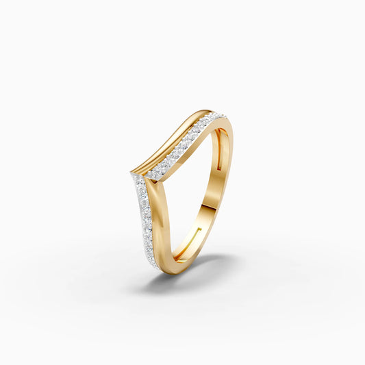 Double Band Chevron Pavé Ring