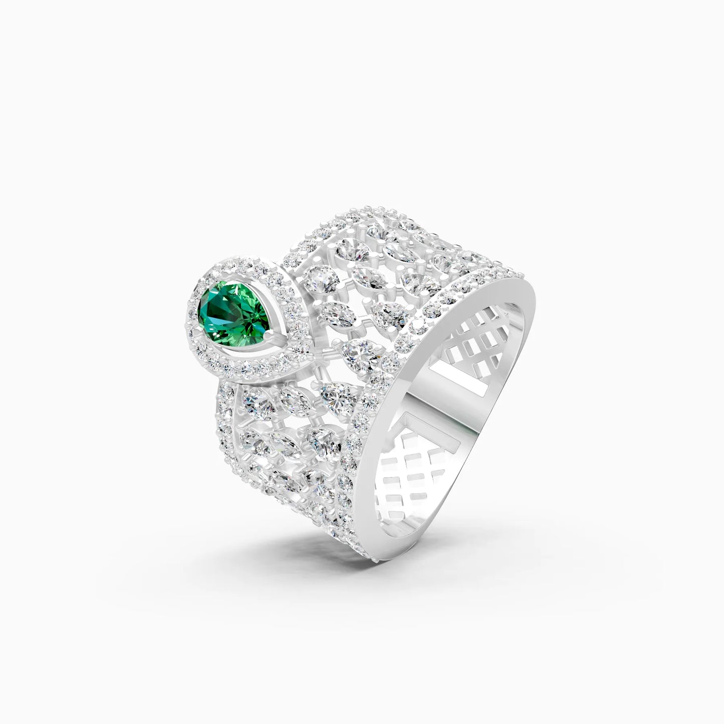 Pear Green Stone Lattice Ring