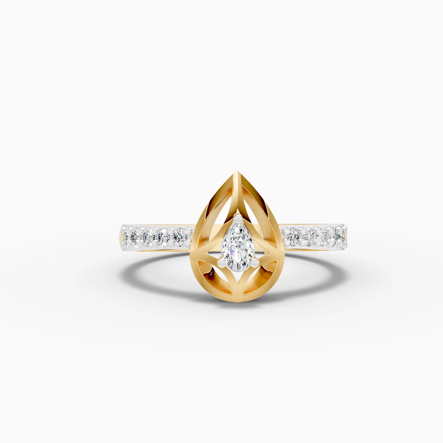 Teardrop Lattice Pear Diamond Ring