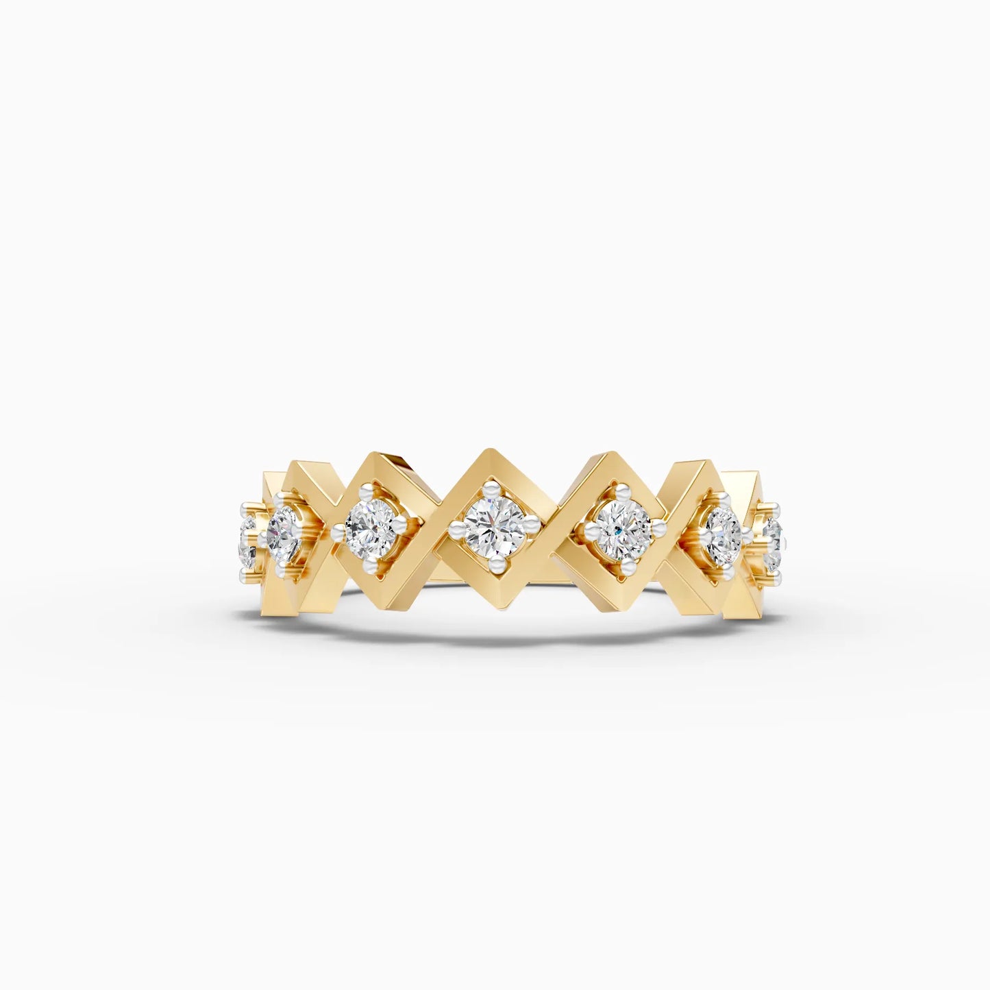 Geometric Zigzag Diamond Station Band