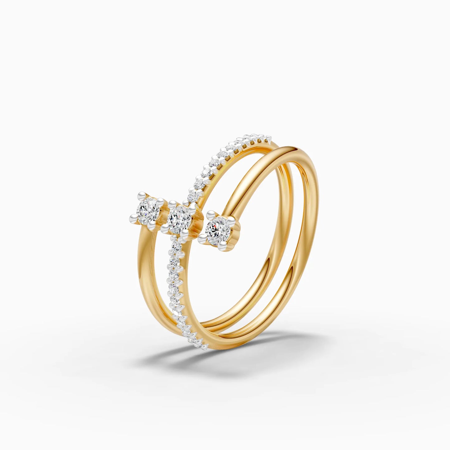 Triple Coil Spiral Diamond Wrap Ring