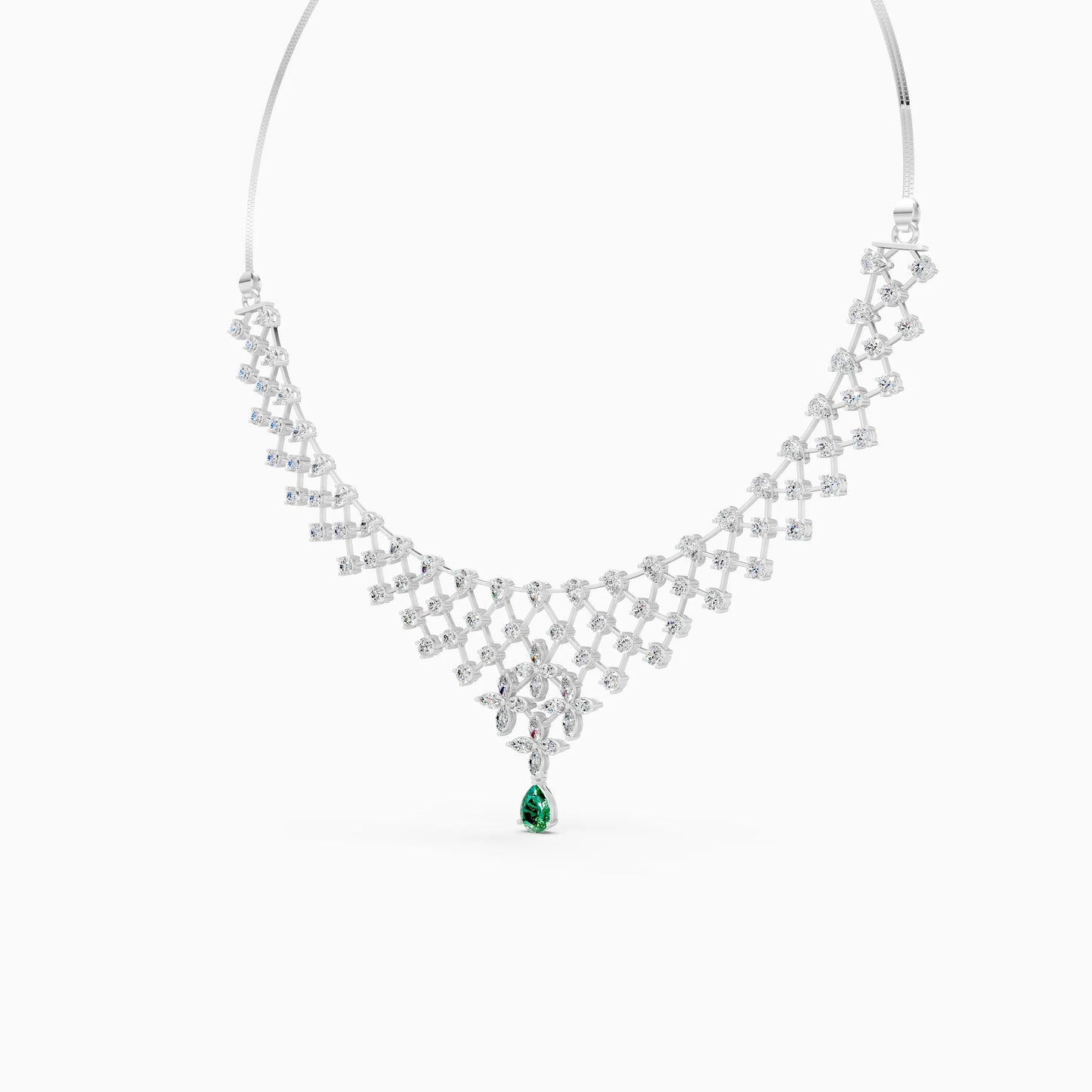 Diamond Lattice Pear Drop Necklace