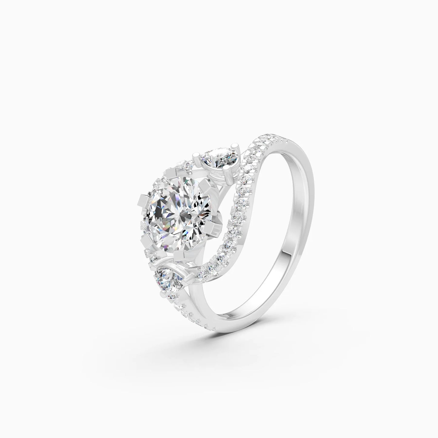 Round Diamond Swirl Ring