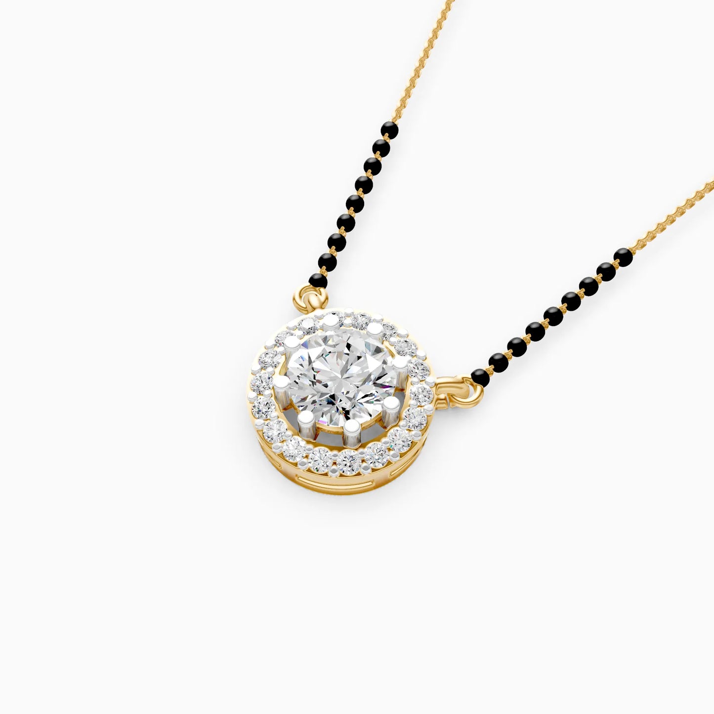 Round Halo Mangalsutra Pendant