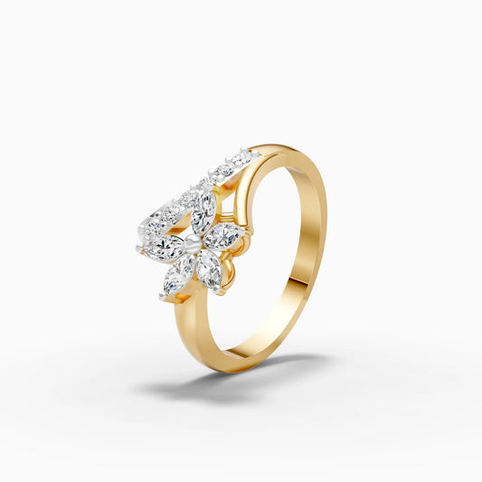 Marquise Petal Flower Bypass Ring