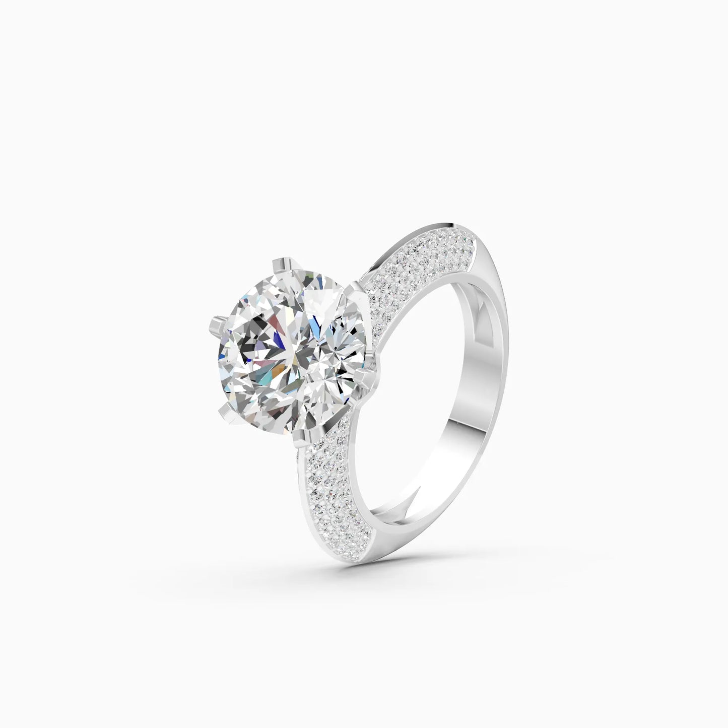 Round Solitaire Pavé Ring