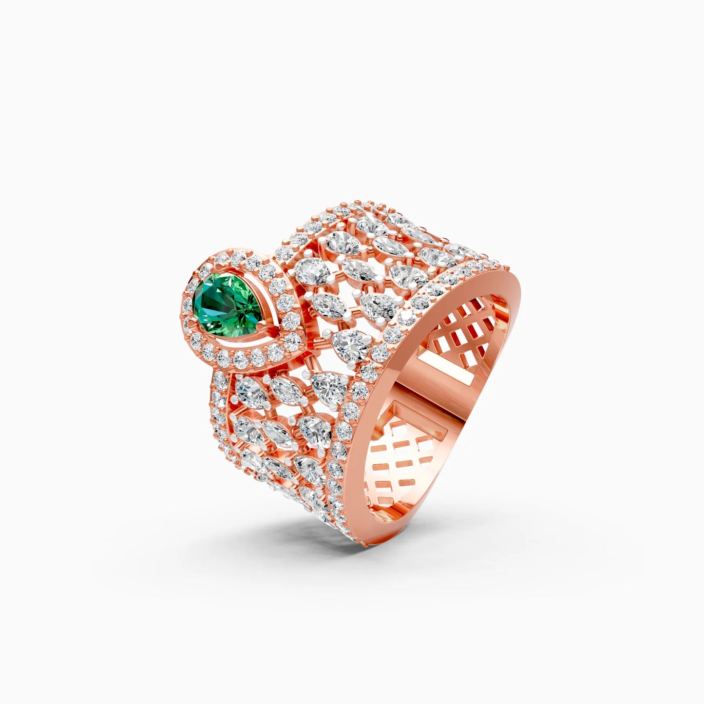 Pear Green Stone Lattice Ring