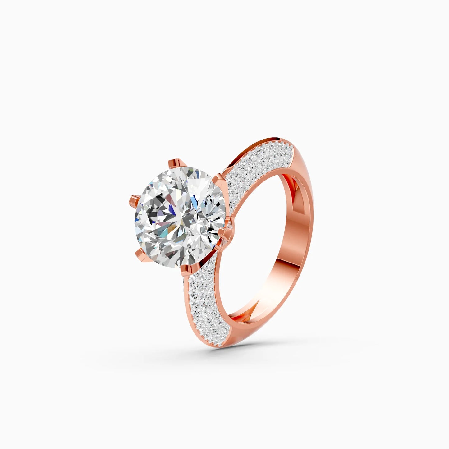 Round Solitaire Pavé Ring