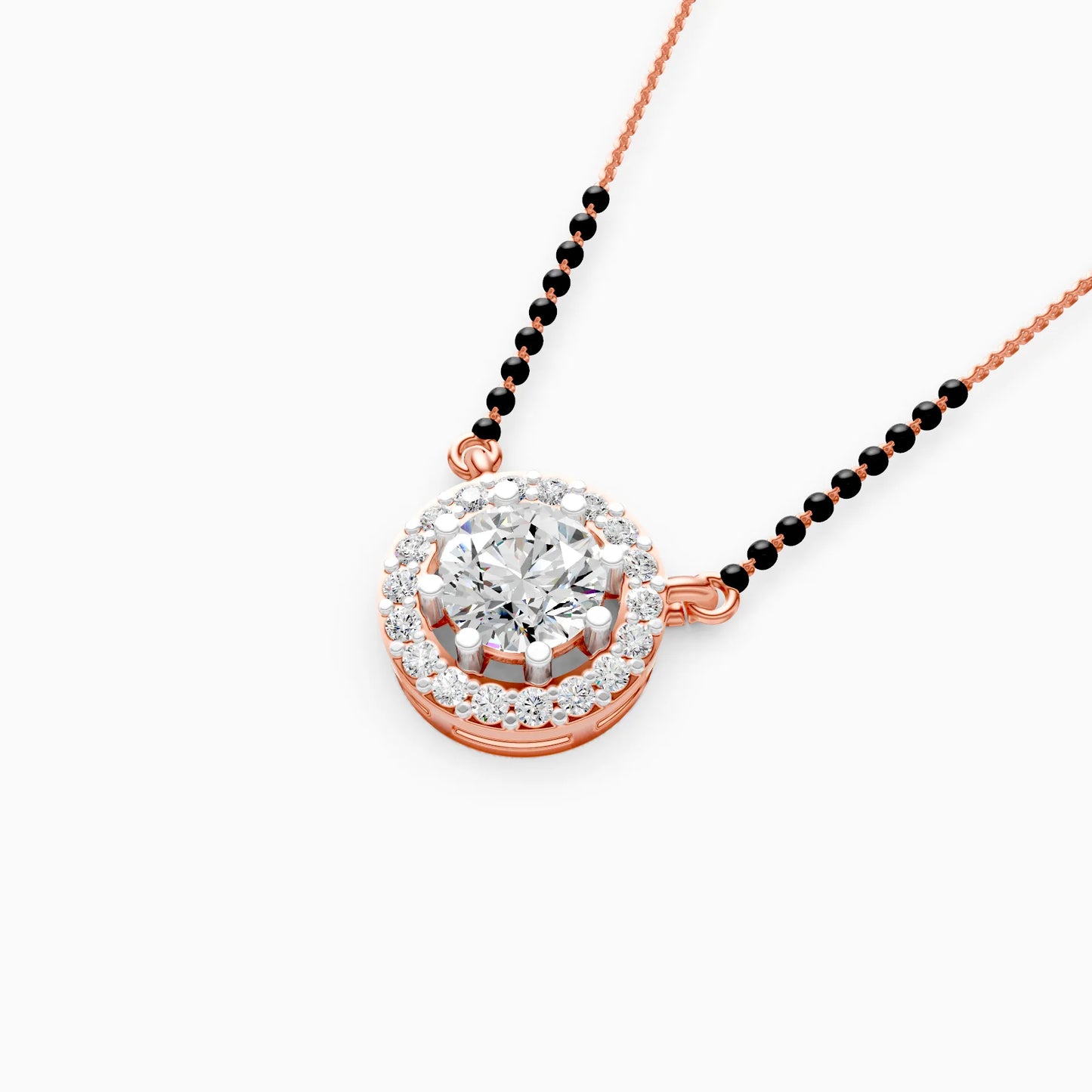 Round Halo Mangalsutra Pendant