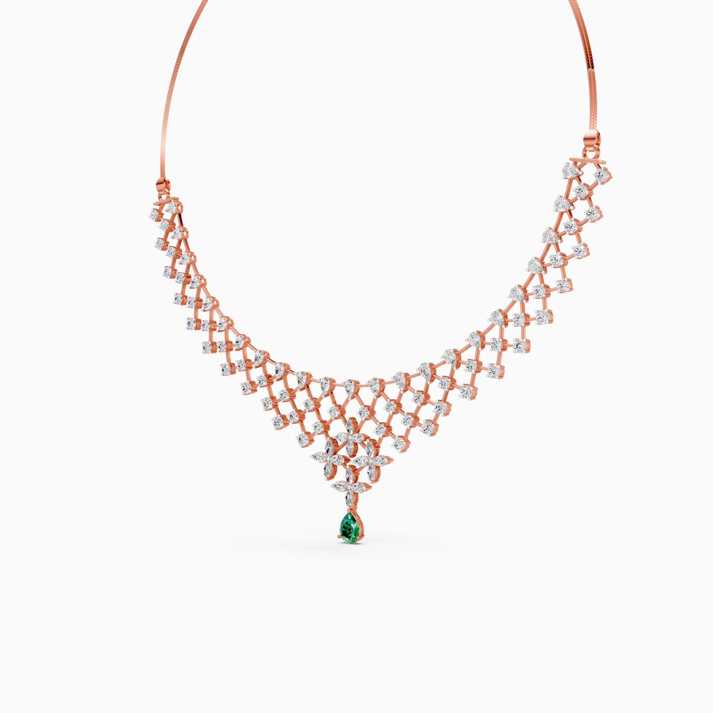 Diamond Lattice Pear Drop Necklace