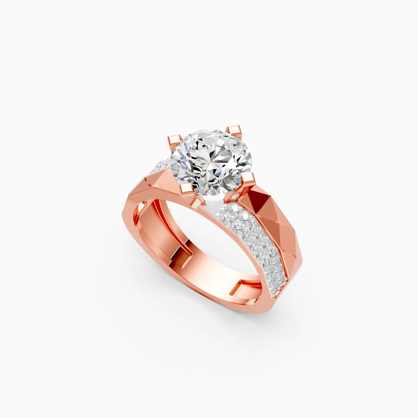 Round Faceted Solitaire Ring