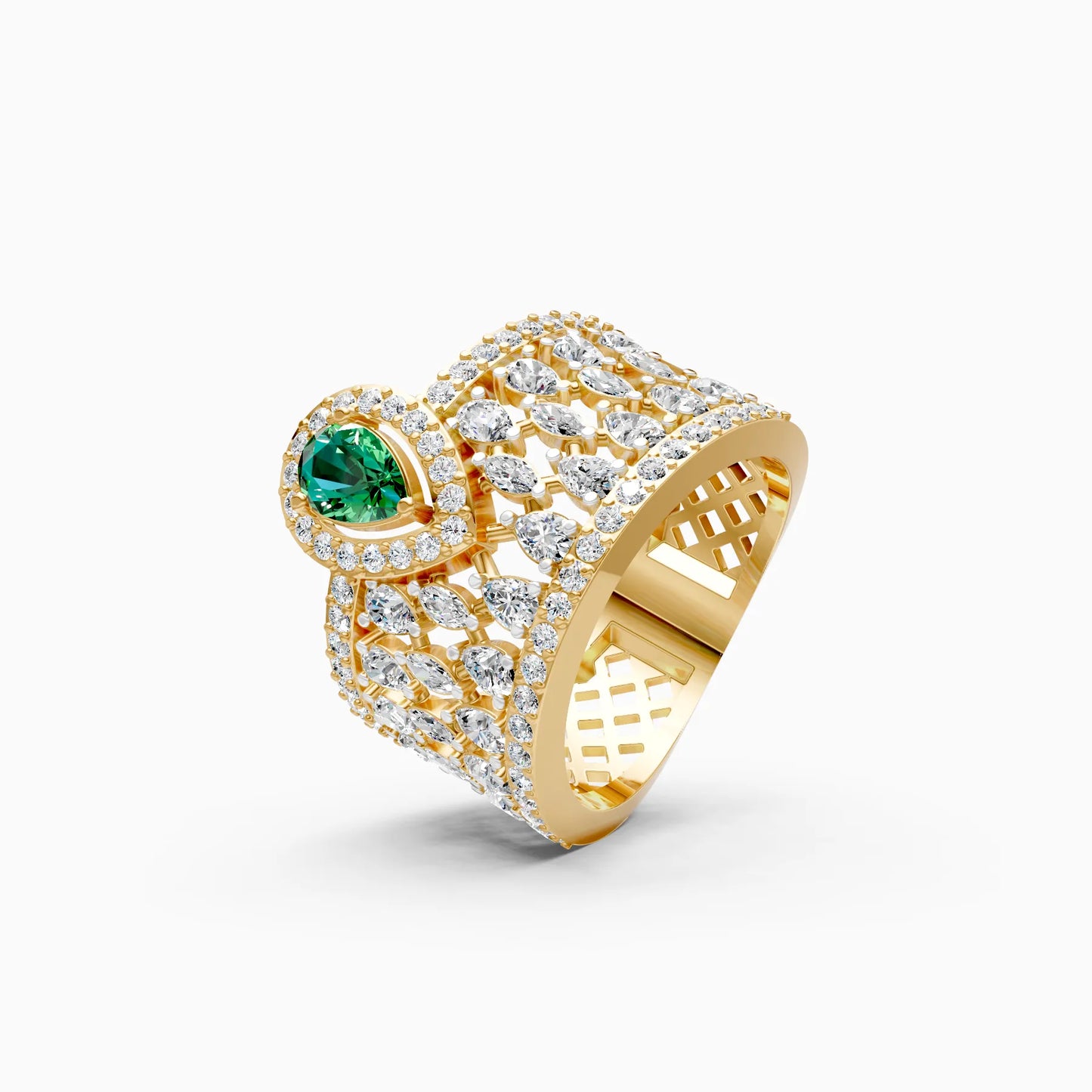 Pear Green Stone Lattice Ring