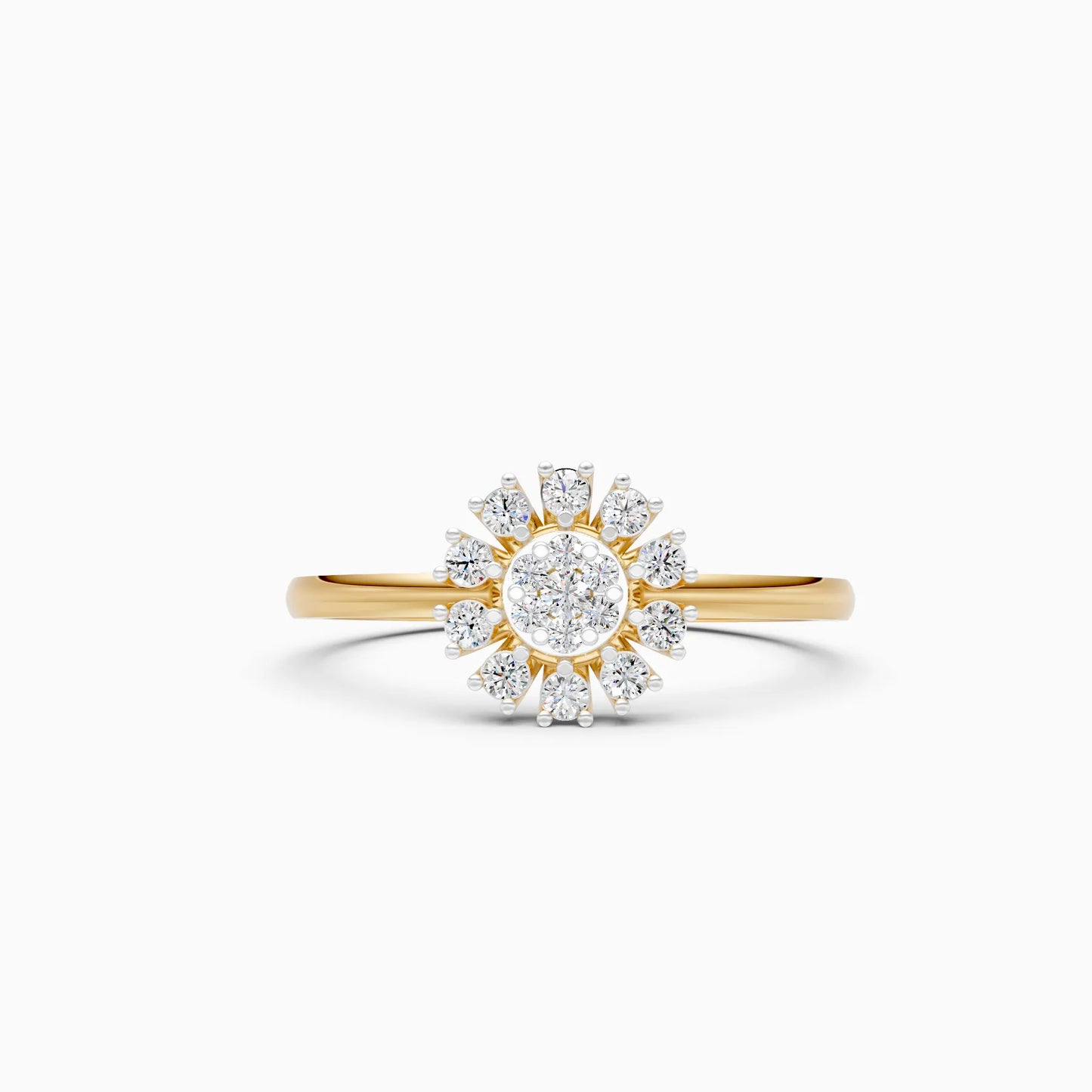 Sunburst Diamond Halo Ring