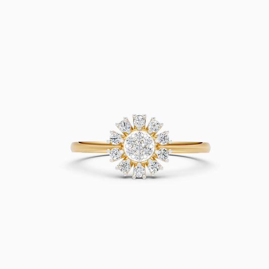 Sunburst Diamond Halo Ring