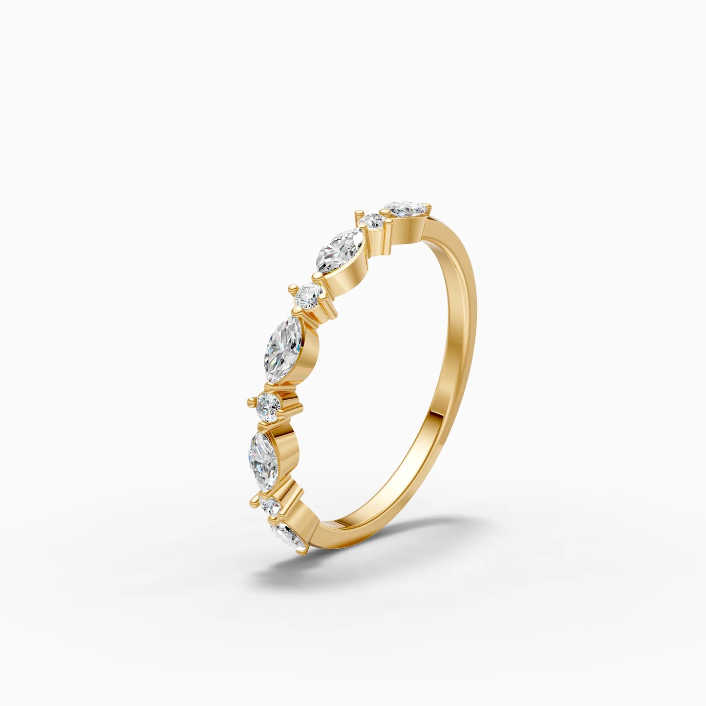 Alternating Marquise and Round Diamond Half Eternity Band