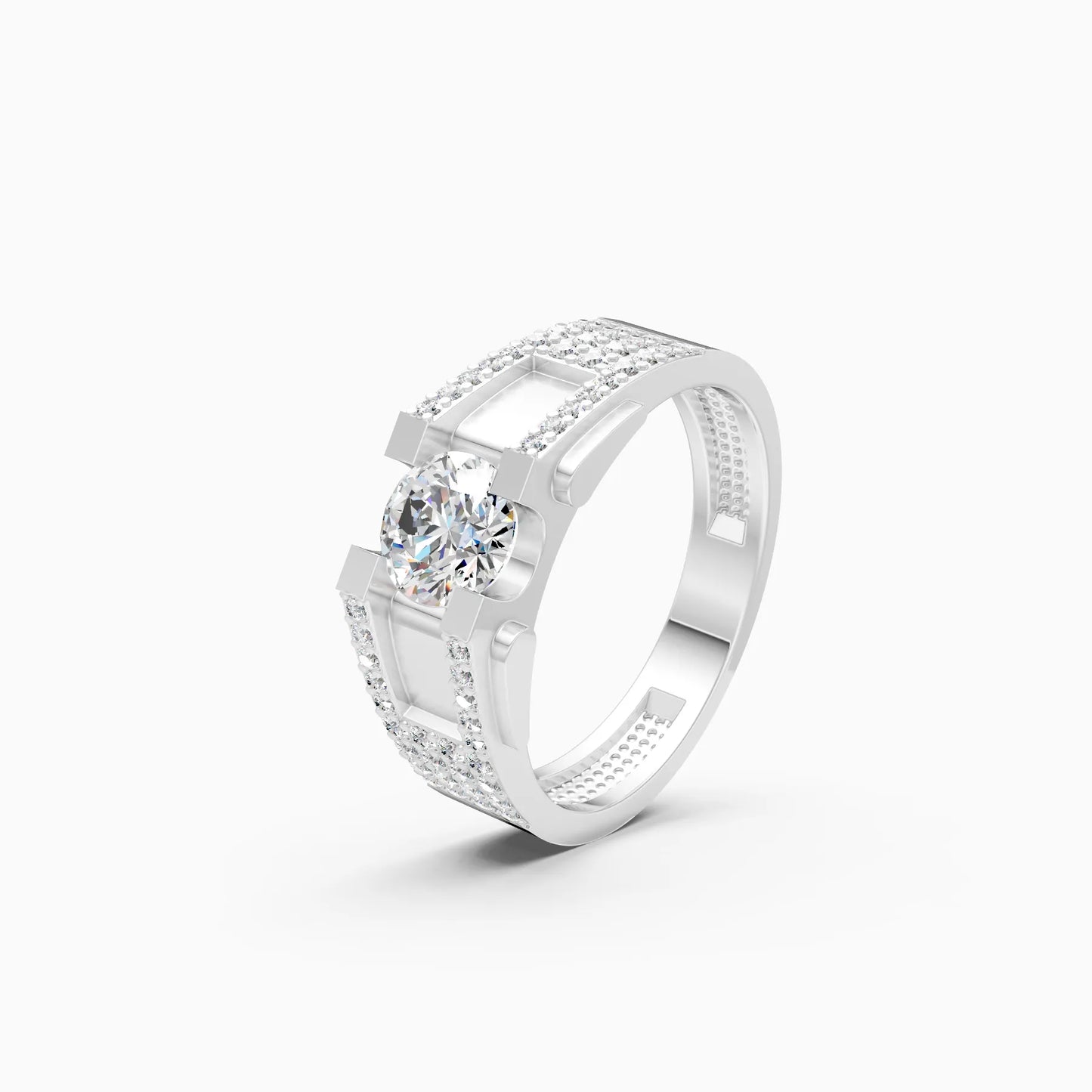 Two-Tone Geometric Band Ring