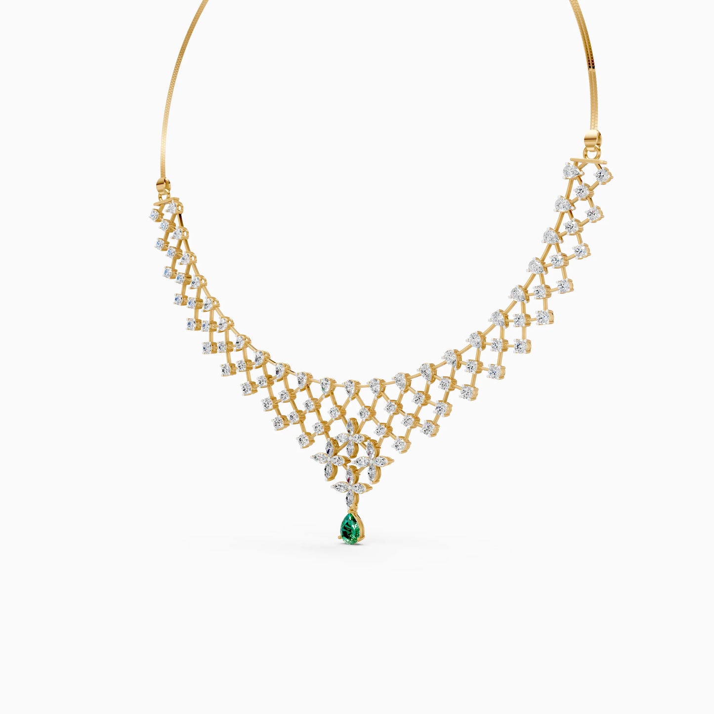 Diamond Lattice Pear Drop Necklace