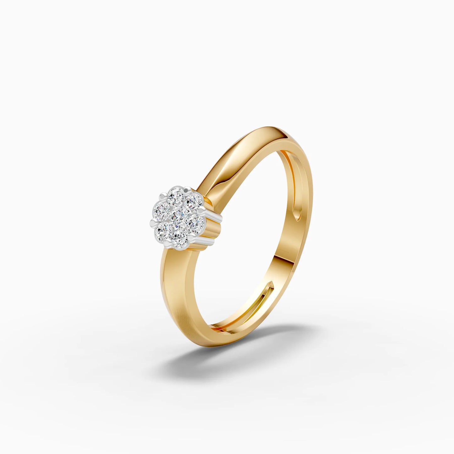 Floral Cluster Solitaire Ring