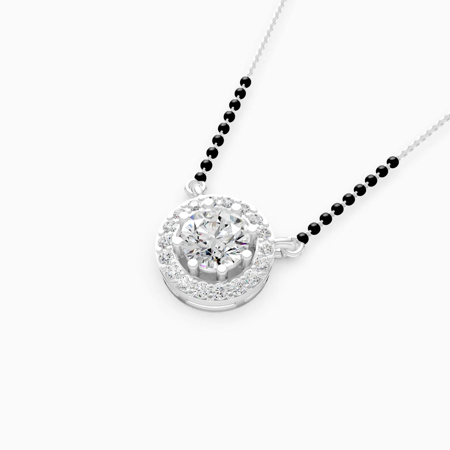 Round Halo Mangalsutra Pendant