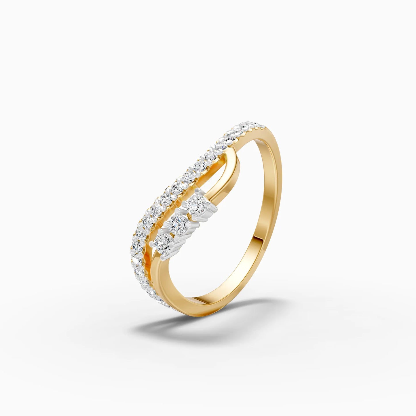 Double Row Ring with Centre Diamond Trio
