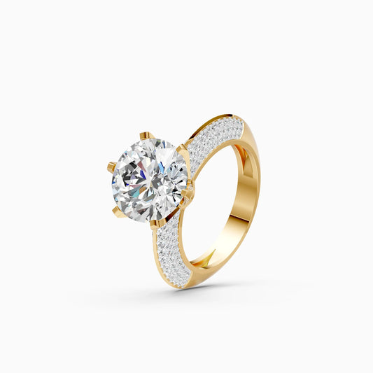Round Solitaire Pavé Ring