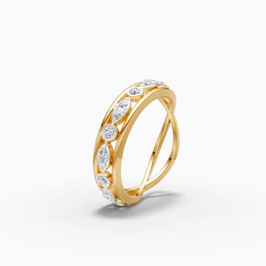 Alternating Marquise and Round Accent Band Ring