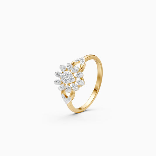 Diamond Snowflake Cluster Ring with Twisted Band