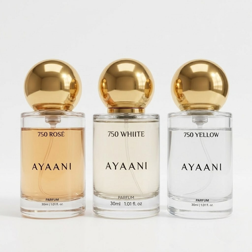 AYAANI 750 Discovery Trio – Pack of 3 Rosé, White & Yellow Luxury Parfum Gift Set for Men & Women | 3 x 30ml