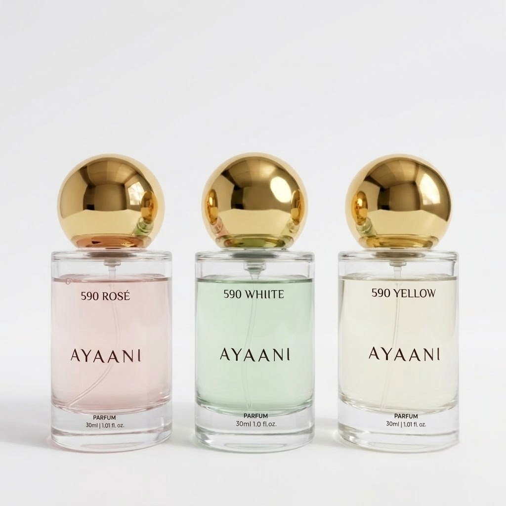 AYAANI 590 Discovery Trio – Pack of 3 White, Rosé & Yellow Luxury Parfum Gift Set for Men & Women | 3 x 30ml