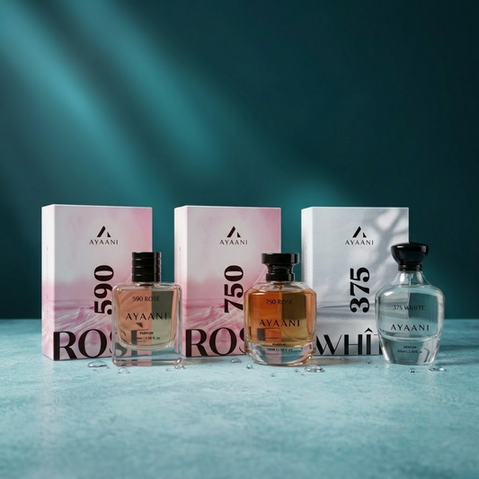AYAANI Signature Trio – Pack of 3 590 Rosé, 750 Rosé & 375 White Luxury Parfum Gift Set for Men & Women | 3 x 100ml