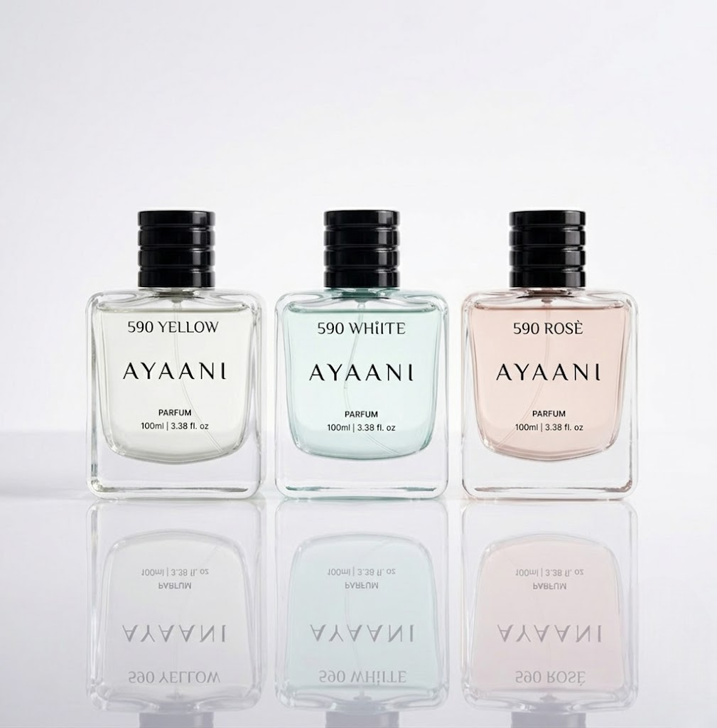 AYAANI 590 Discovery Trio – Pack of 3 Yellow, White & Rosé Luxury Parfum Gift Set for Men & Women | 3 x 100ml