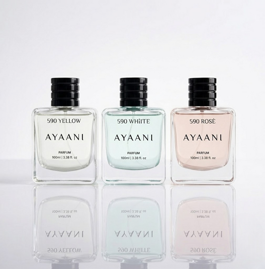 AYAANI 590 Discovery Trio – Pack of 3 Yellow, White & Rosé Luxury Parfum Gift Set for Men & Women | 3 x 100ml