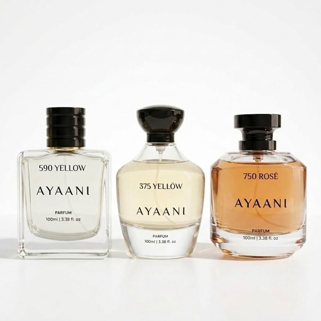 AYAANI Signature Trio – Pack of 3 590 Yellow, 375 Yellow & 750 Rosé Luxury Parfum Gift Set for Men & Women | 3 x 100ml