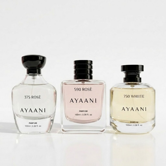 AYAANI Signature Trio – Pack of 3 375 Rosé, 590 Rosé & 750 White Luxury Parfum Gift Set for Men & Women | 3 x 100ml