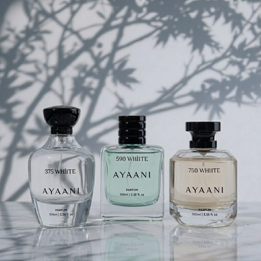 AYAANI WHITE Collection Pack Of - 3 – 375 White, 590 White & 750 White Luxury Parfum Gift Set for Men & Women | 3 x 100ml