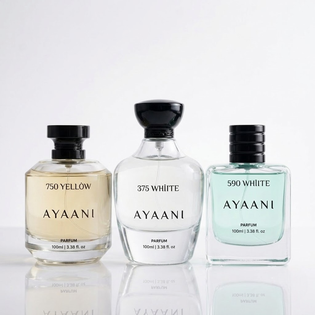 AYAANI Signature Trio – Pack of 3 750 Yellow, 375 White & 590 White Luxury Parfum Gift Set for Men & Women | 3 x 100ml