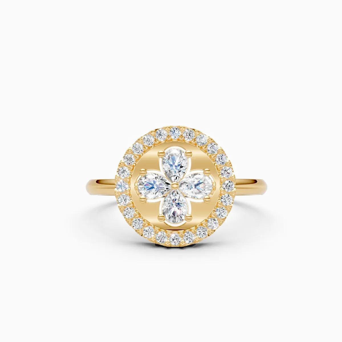 Elegant Floral Round Lab Grown Diamond Ring