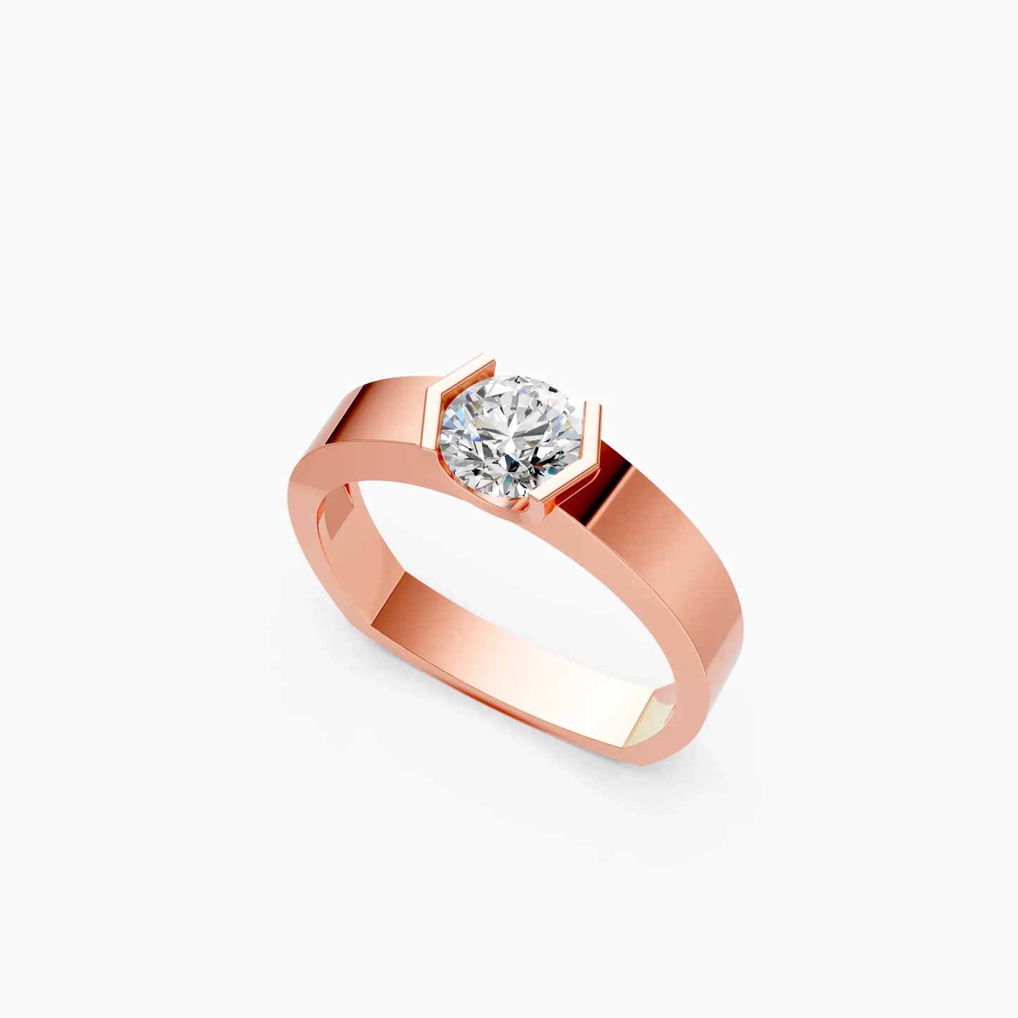 Men's Solitaire Rose Lab Diamond Couple Ring