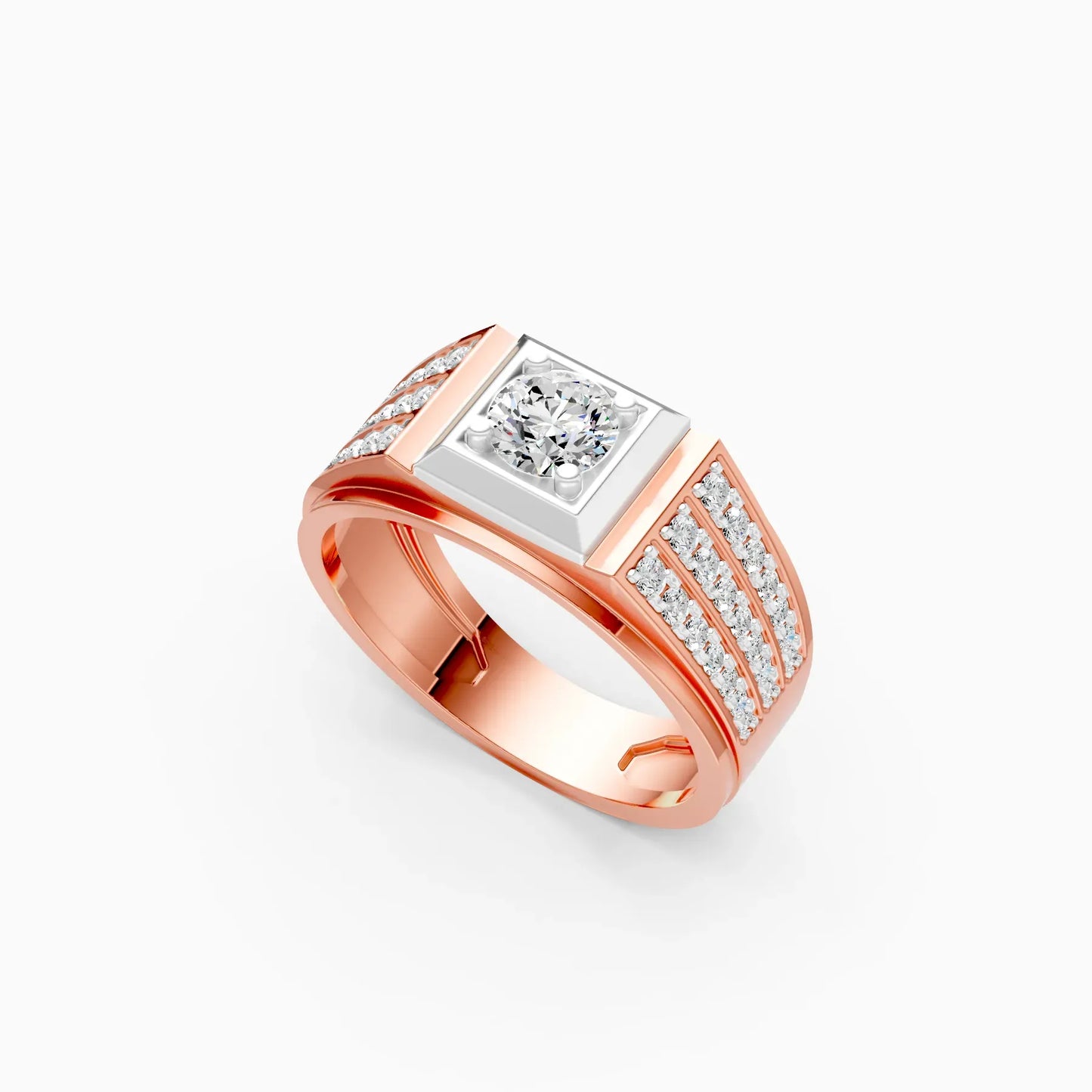 Stylish Three Row Cluster Round Lab Grown Ring