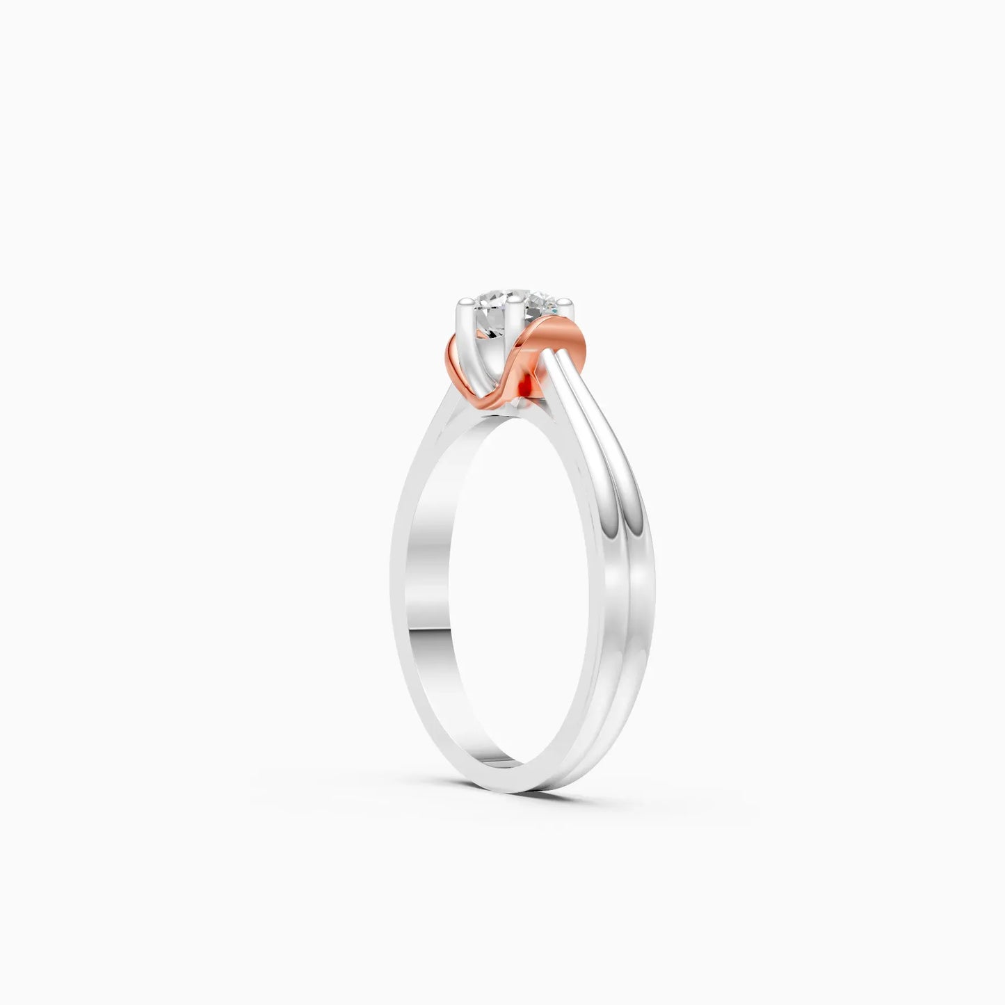 Classic Round Diamond Two Tone Ring