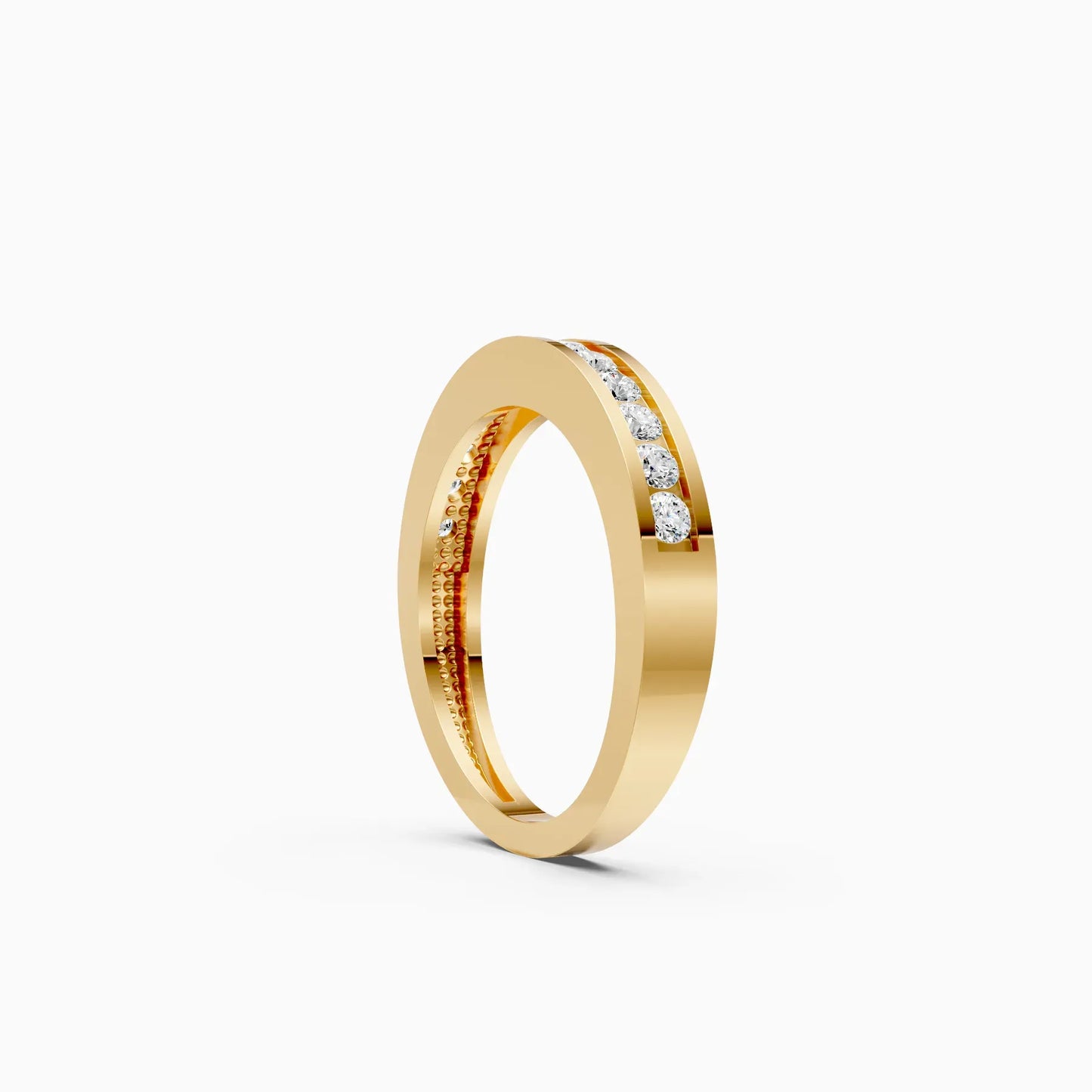 Channel Set Round Diamond Half Eternity Band
