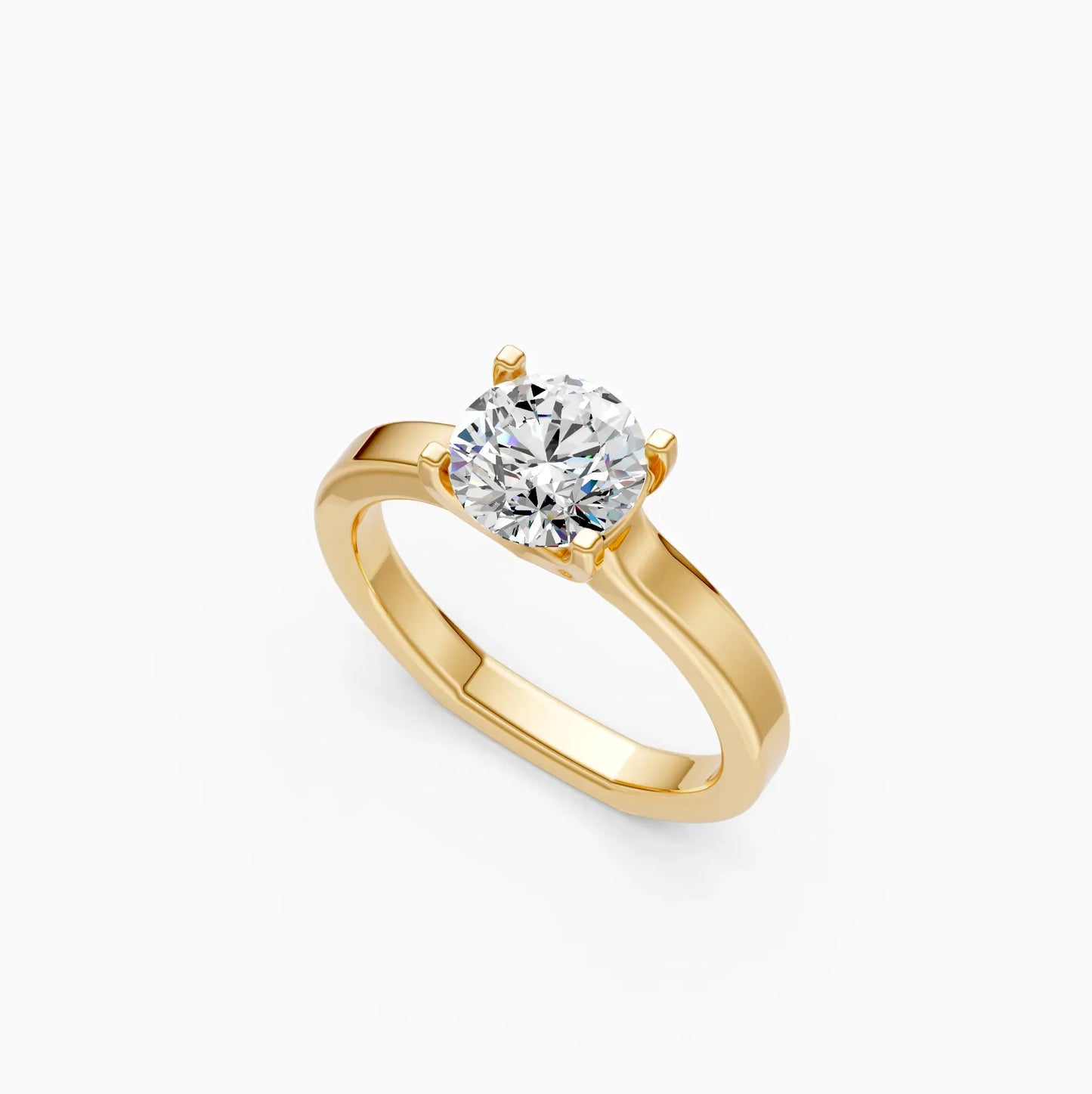 Round Four Prong lab Diamond Solitaire Ring
