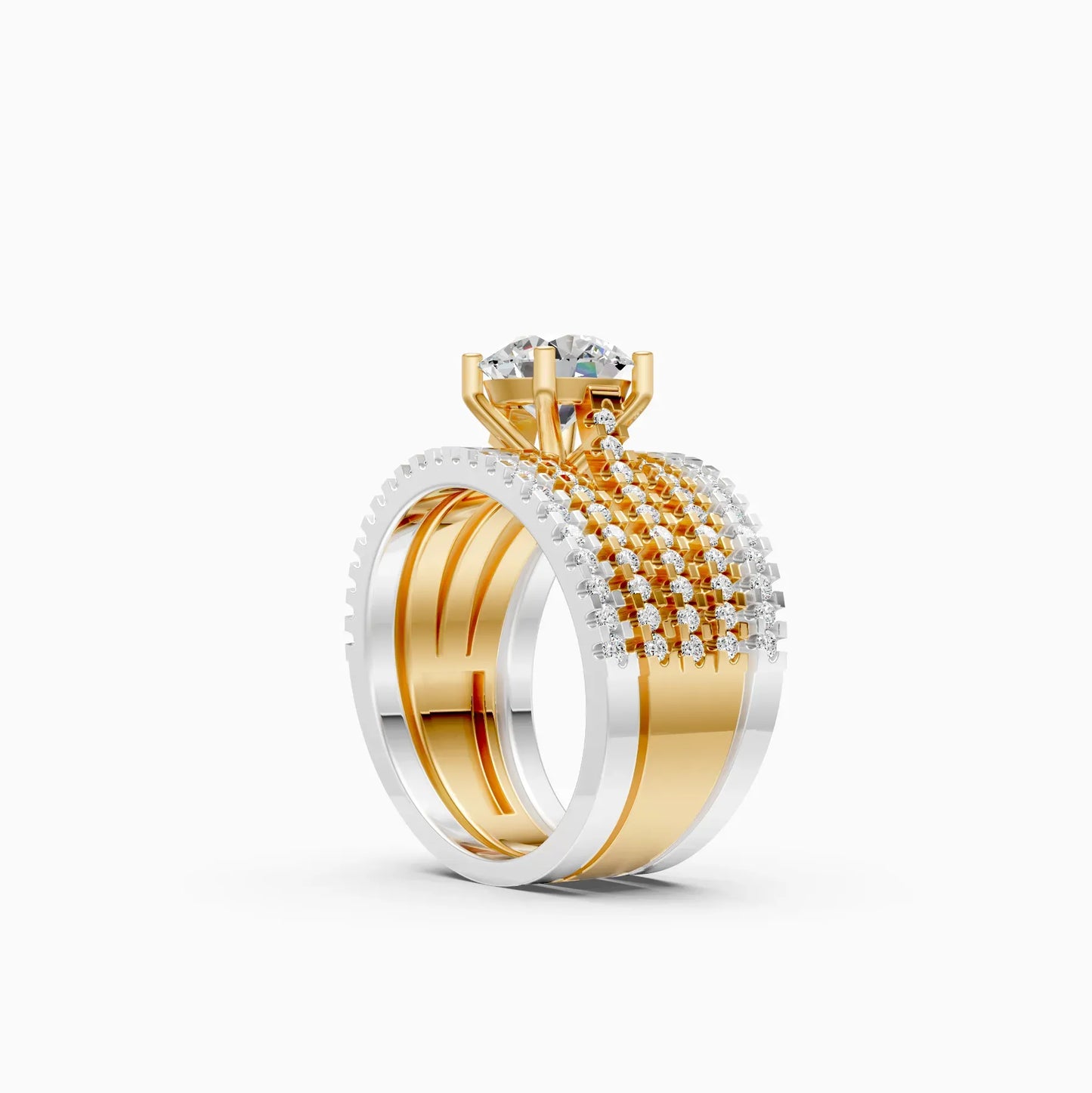 Sparkle Solitaire Five Band Engagement Ring