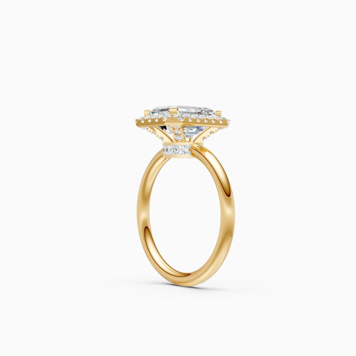 Emerald Halo Solitaire Diamond Ring