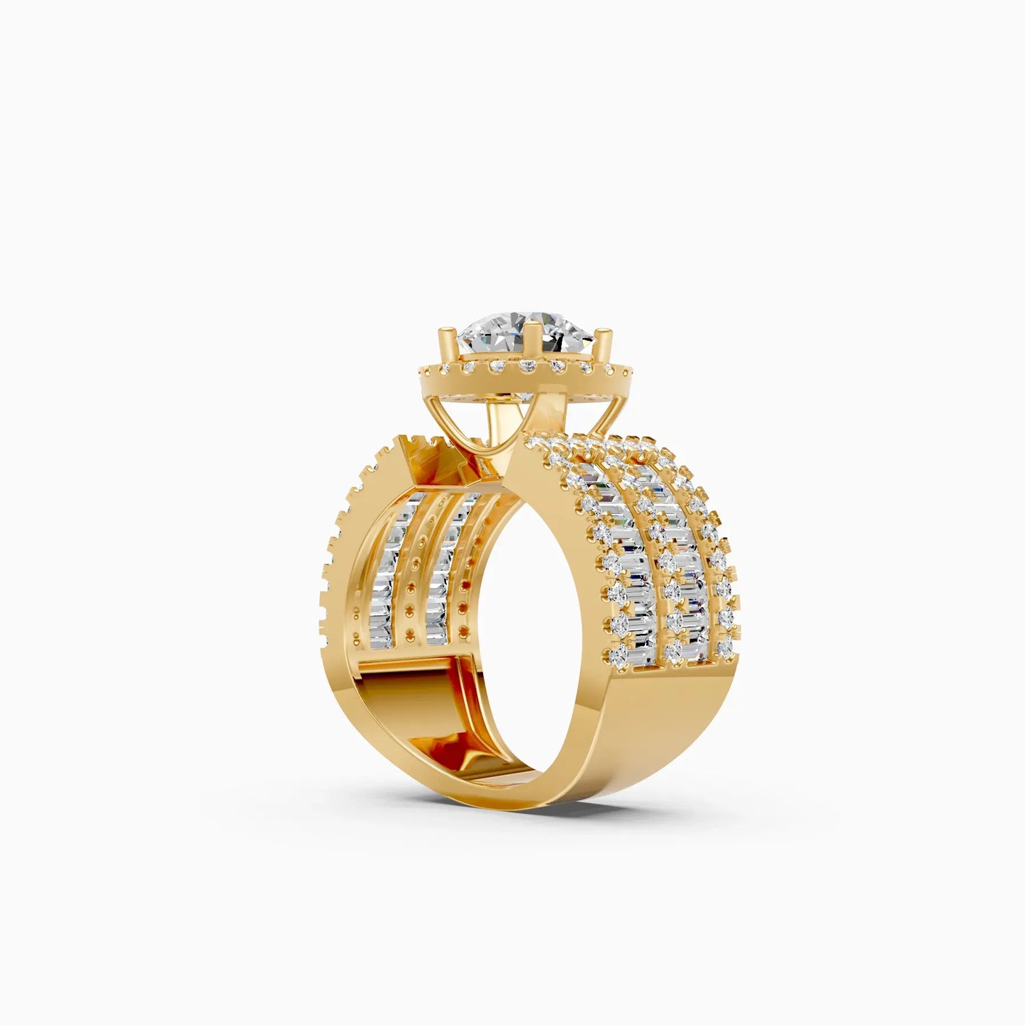 Luxury Triple Row Halo Diamond Ring