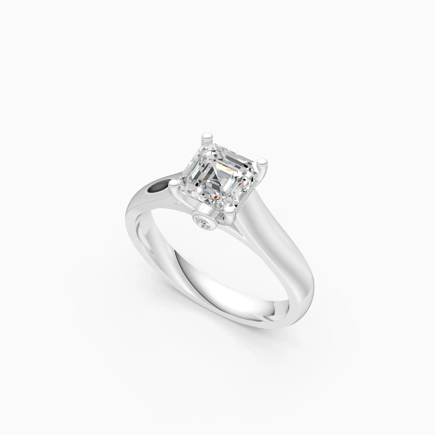 Asscher cut Lab Grown diamond Solitaire Ring
